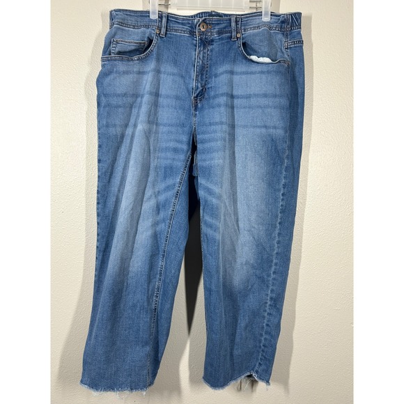 J.Jill Denim - J.Jill Denim Curv-Fit High-Rise Straight-Leg‎ Crop Jeans Blue Size 18T Raw Hem
